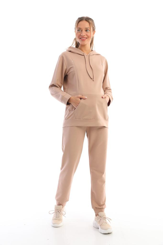 Hamile Ve Lohusa Kapüşonlu Sweatshirt Eşofman Takım 4131