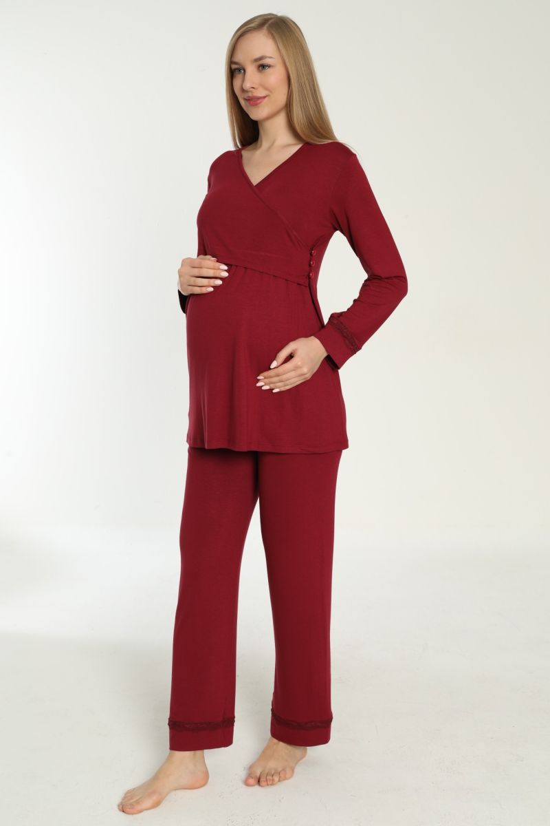 Emzirmeye Uygun Uzun Kol Lohusa Ve Hamile Pijama Takımı 4190